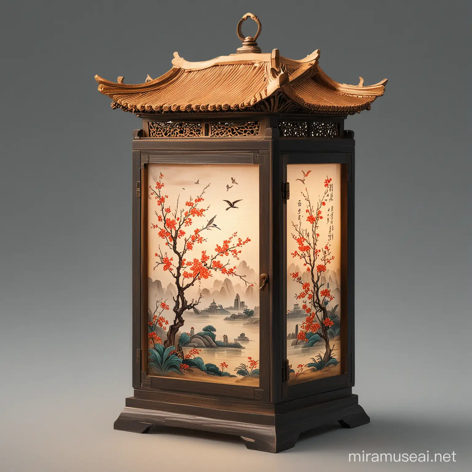 Chinese Style Lamp Box Illuminating a Serene Setting