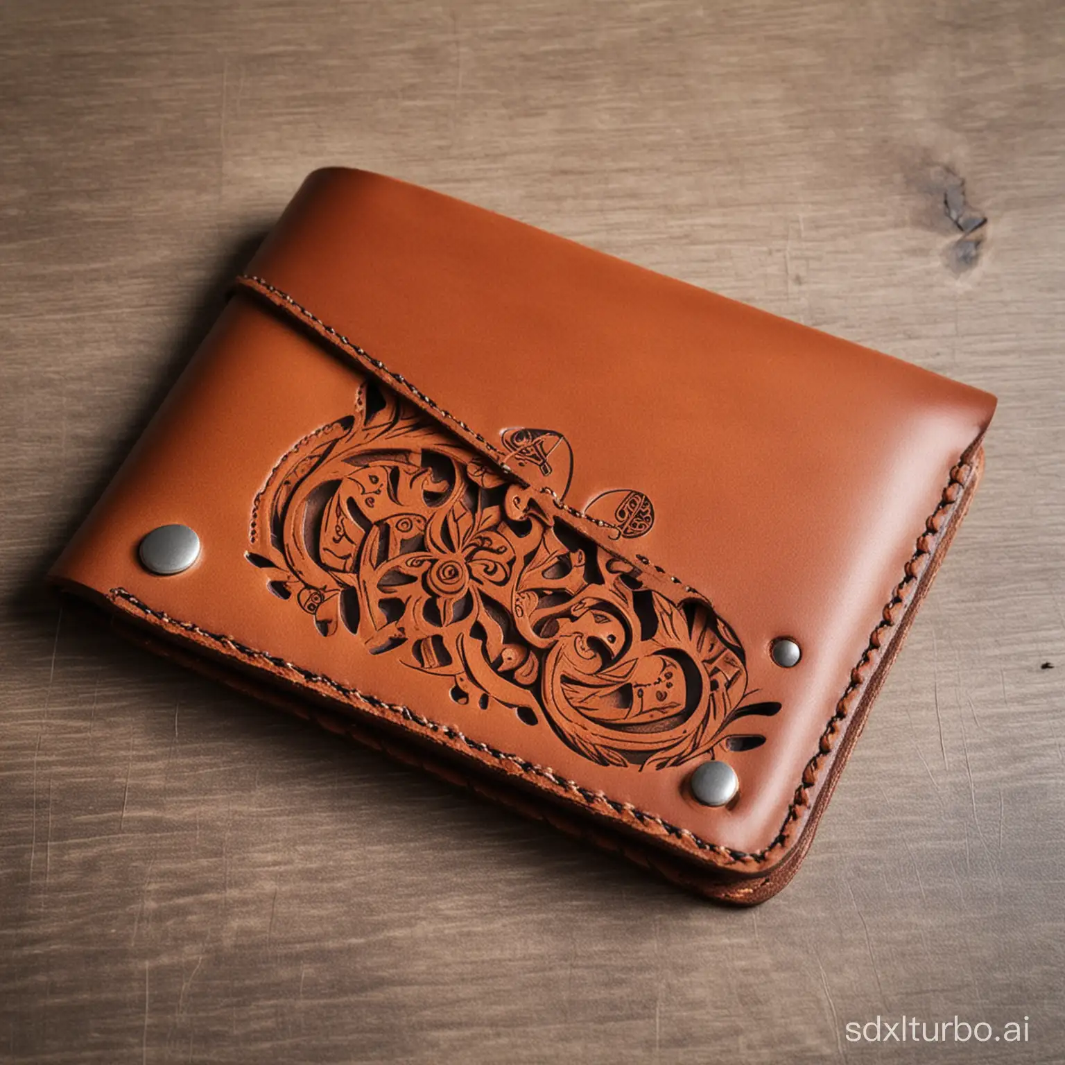 Make a leather wallet artistic design