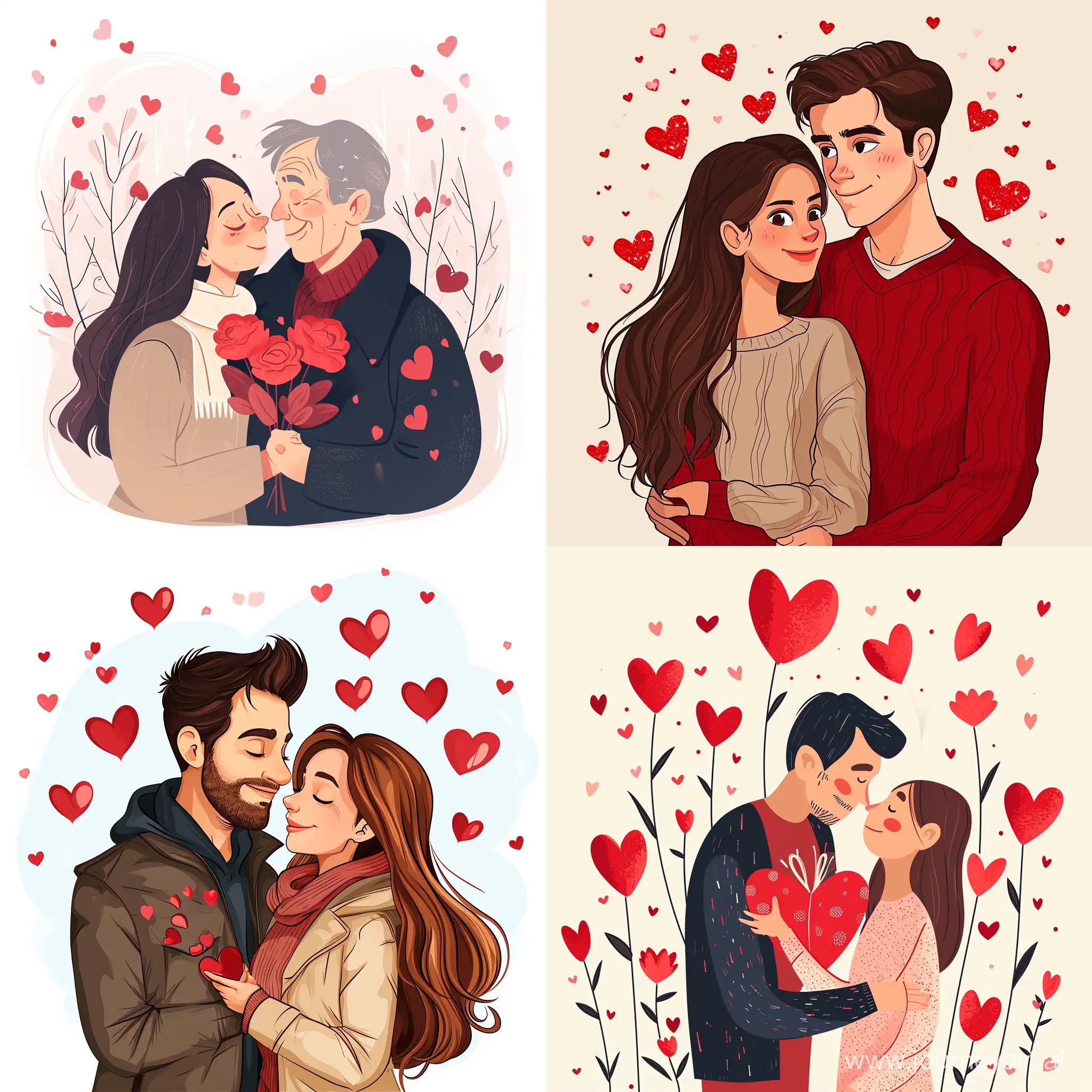 романтичная картинка взрослые мужчина и девушка в стиле дня святого Валентина