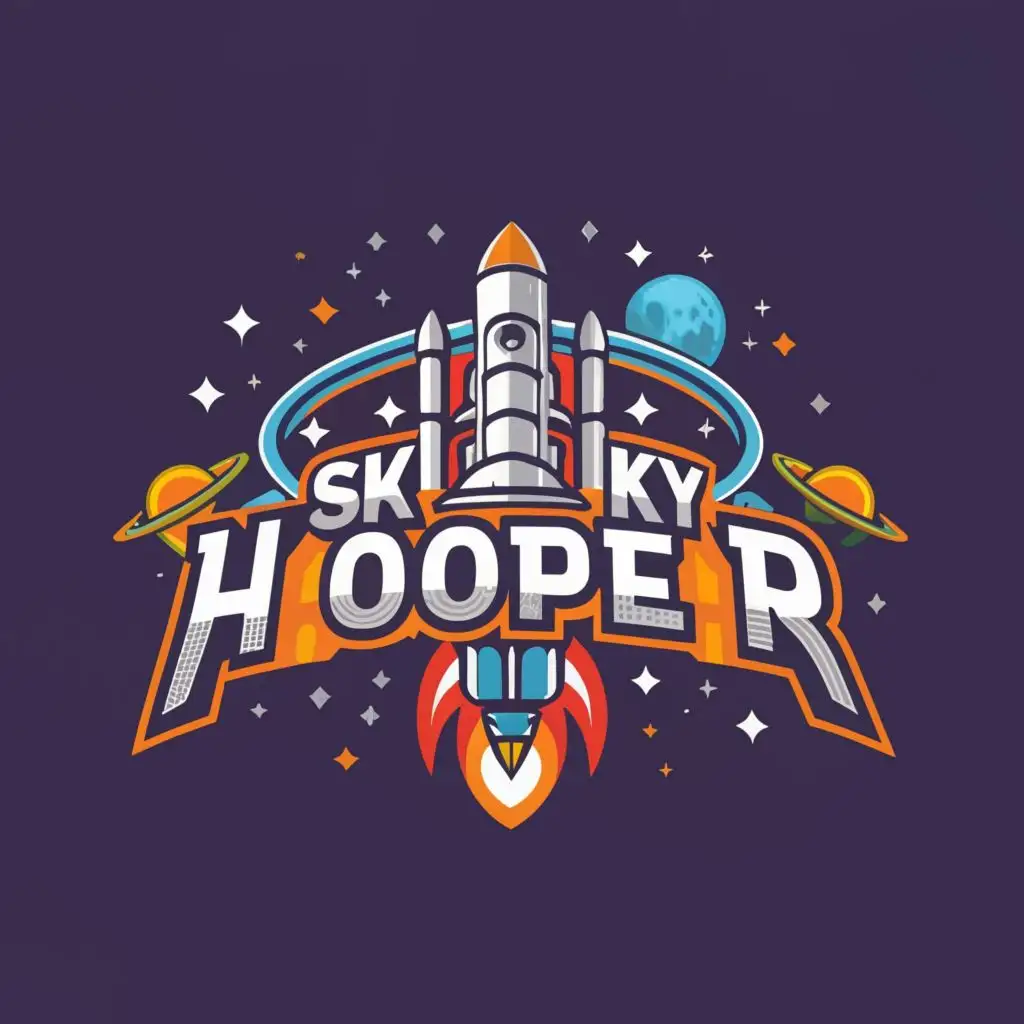 LOGO-Design-for-Sky-Hooper-Rocket-and-Cosmonaut-Theme-for-Kids-Industry