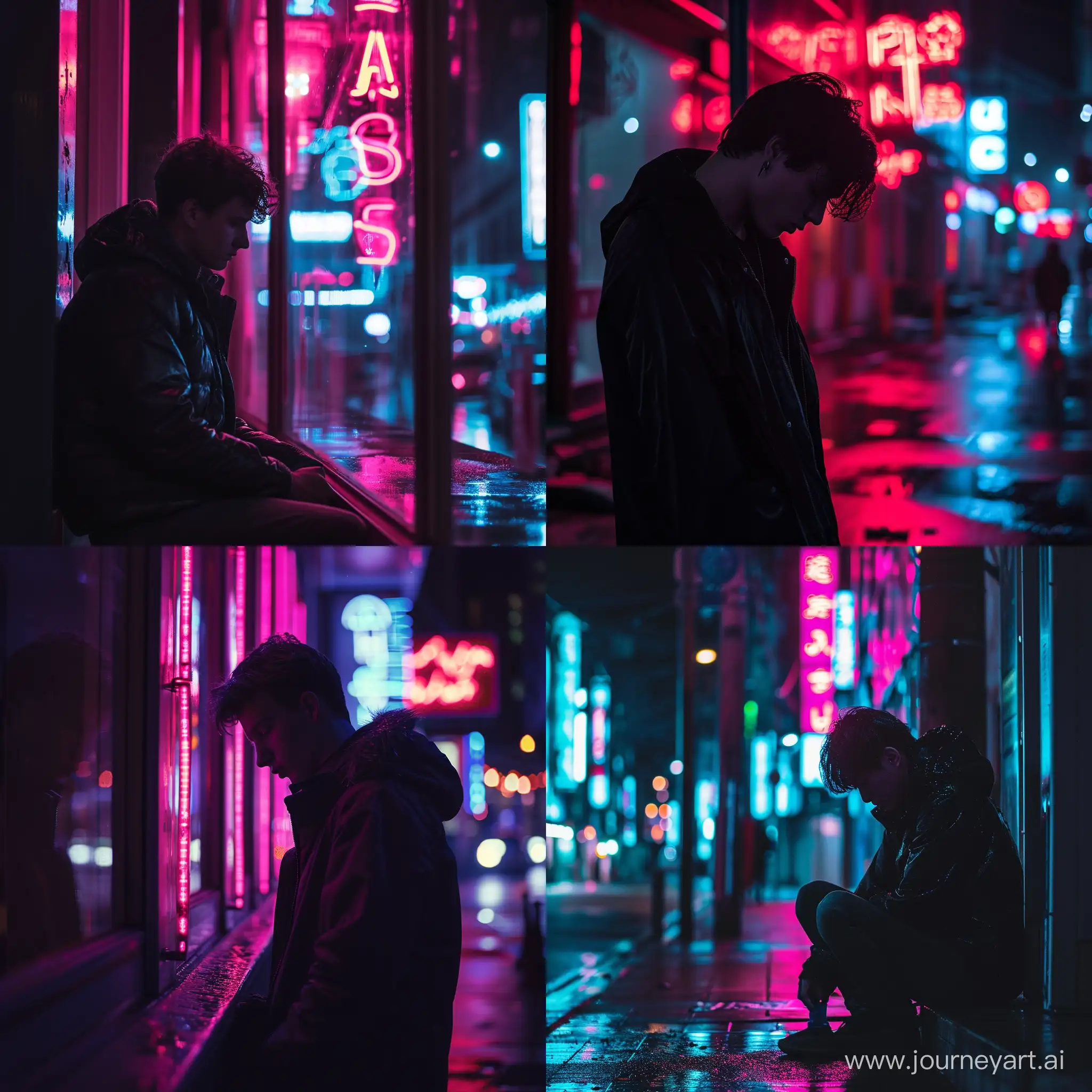 Lonely-Guy-in-Neon-Lights-at-Night