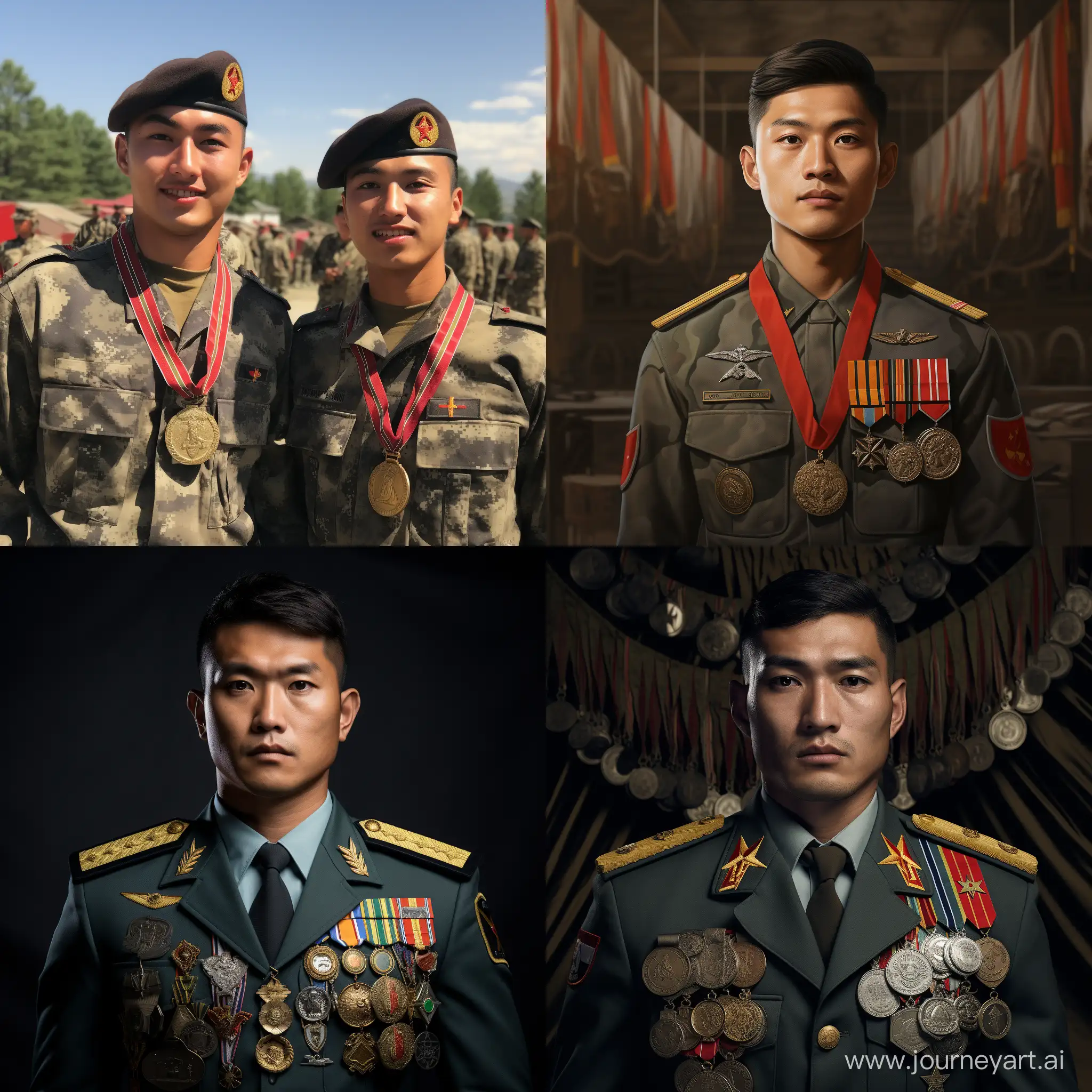 военного с кыргызстана  медалями