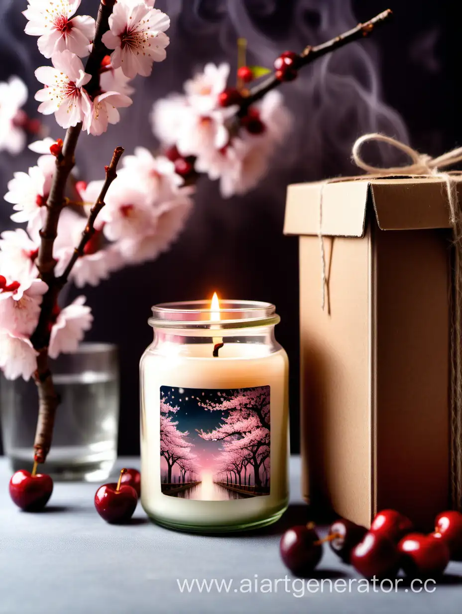 Sakura-Smoke-Candle-in-Jar-with-Cherries