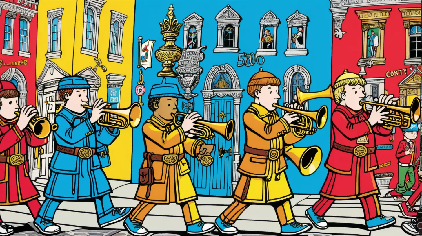 Court Trumpeter in Vibrant Pop Art Style