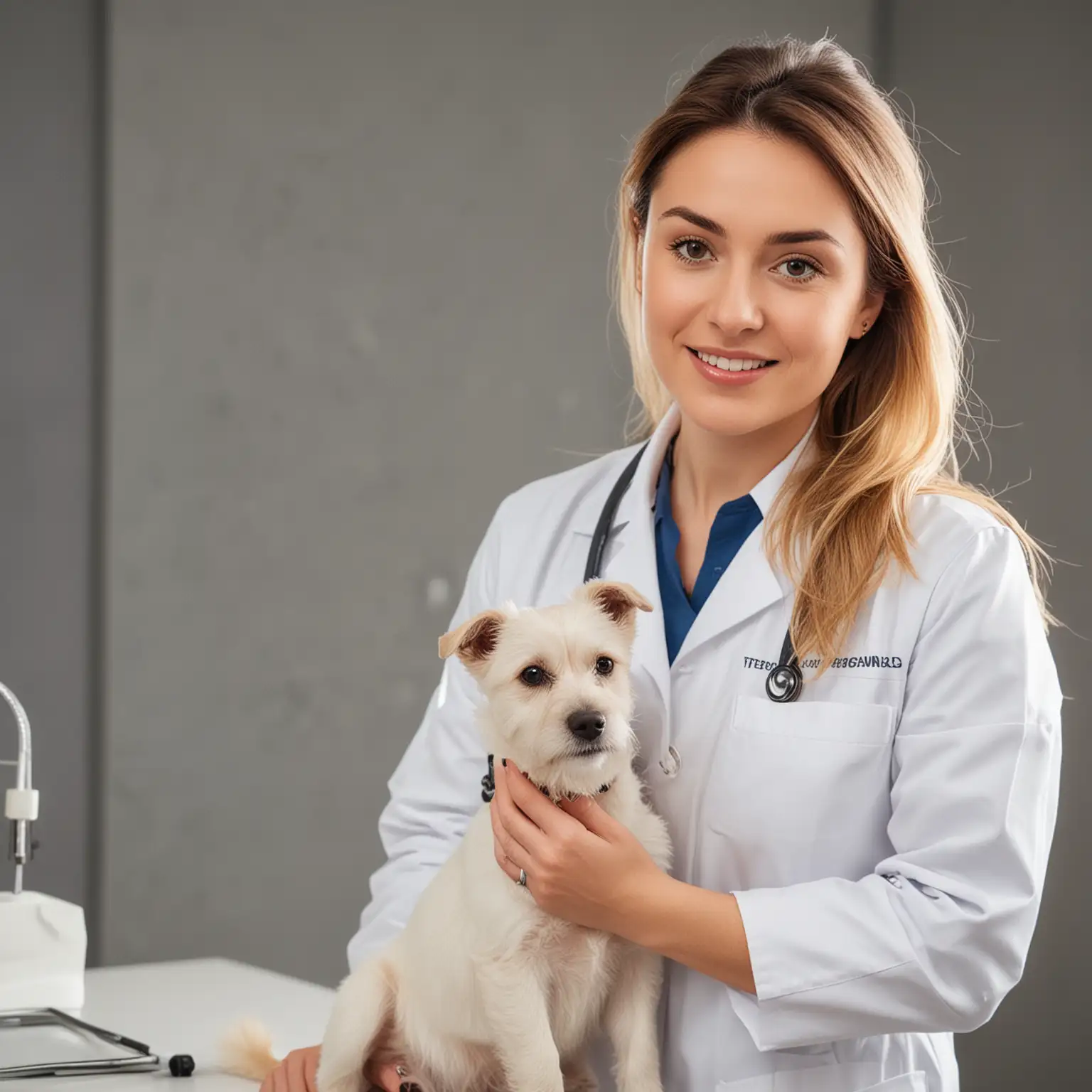 Woman Veterinarian in White Coat Examining a Patient