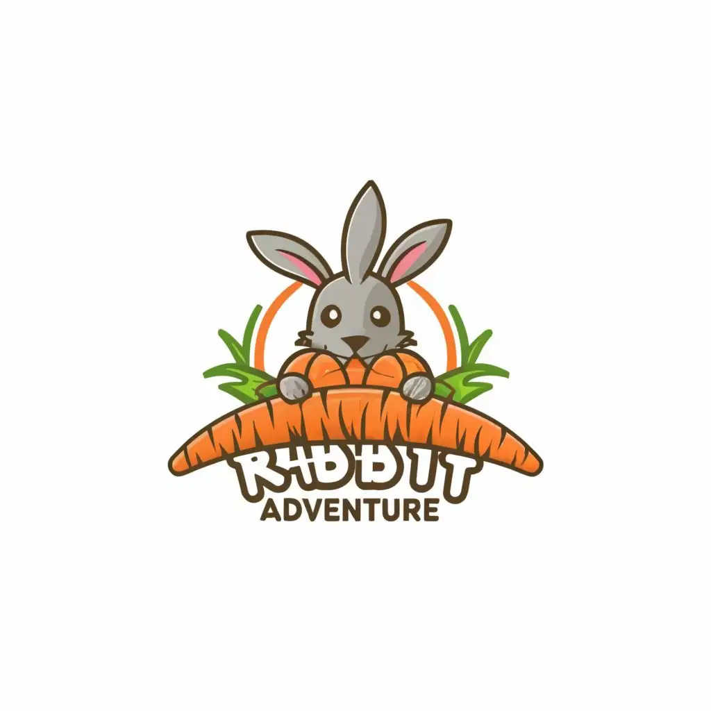 logo, Rabbit, Carrot, with the text "Rabbit Adventure", typography