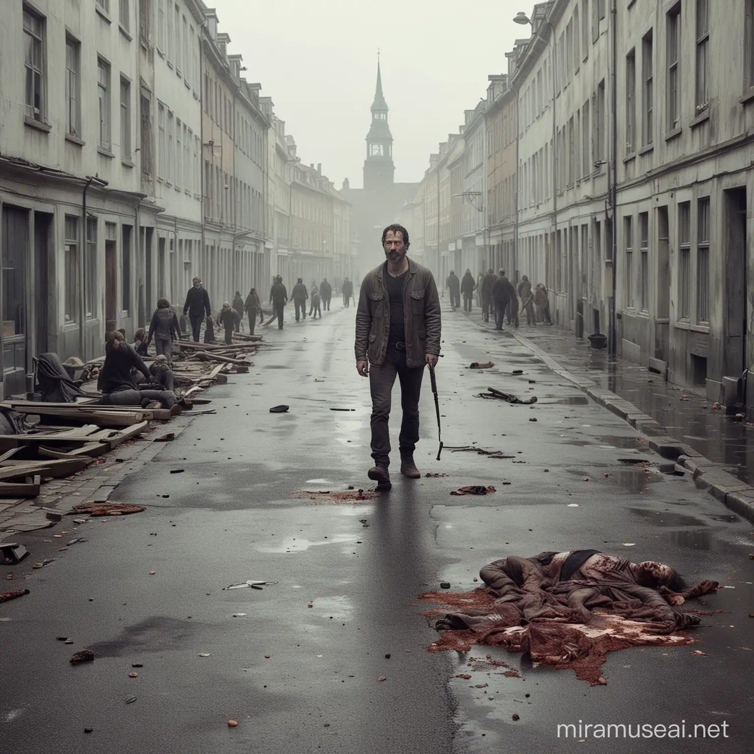 A scene from the series The Walking Dead if it was shot in Copenhagen.