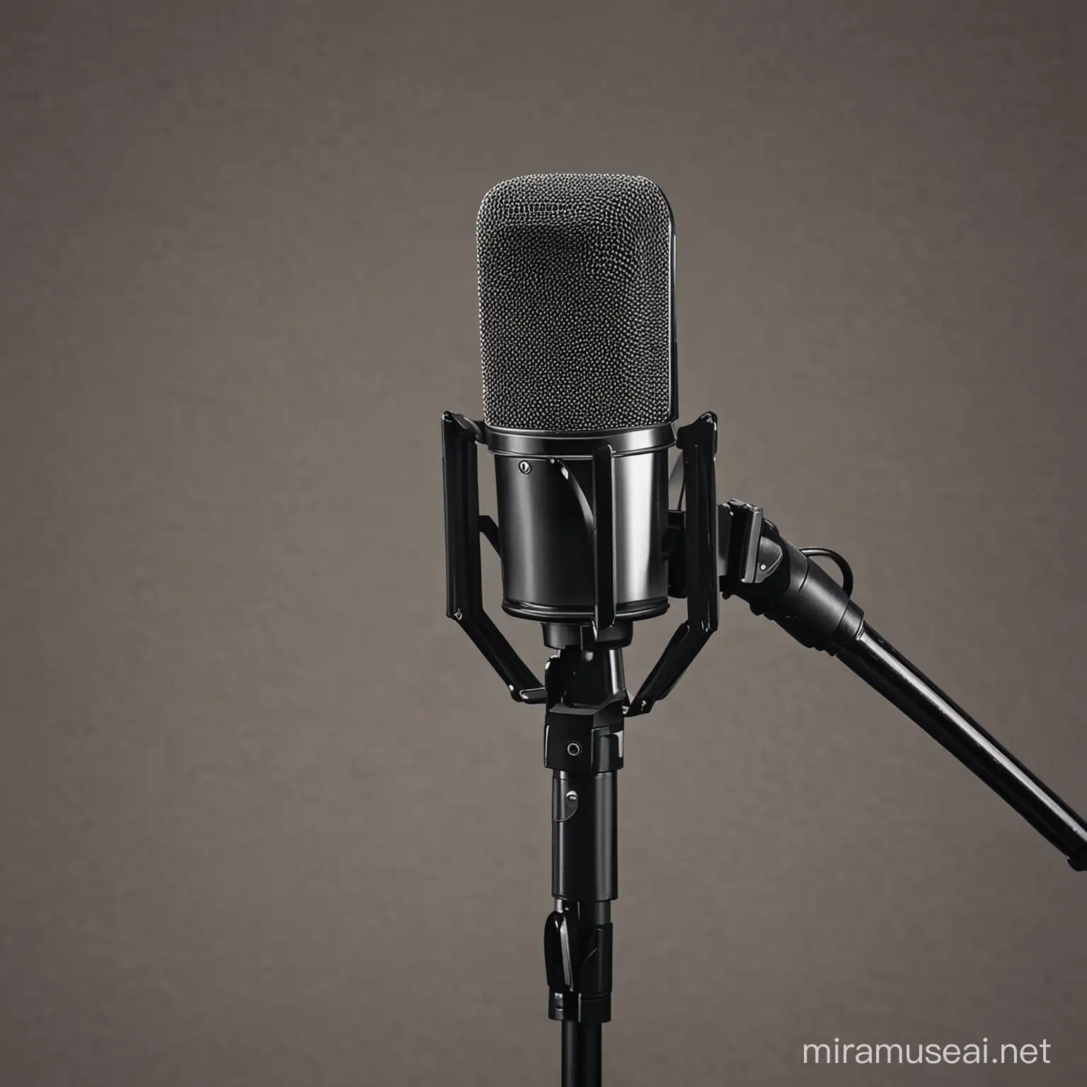 Podcast Banner with Microphone Professional Recording Equipment for Broadcasting