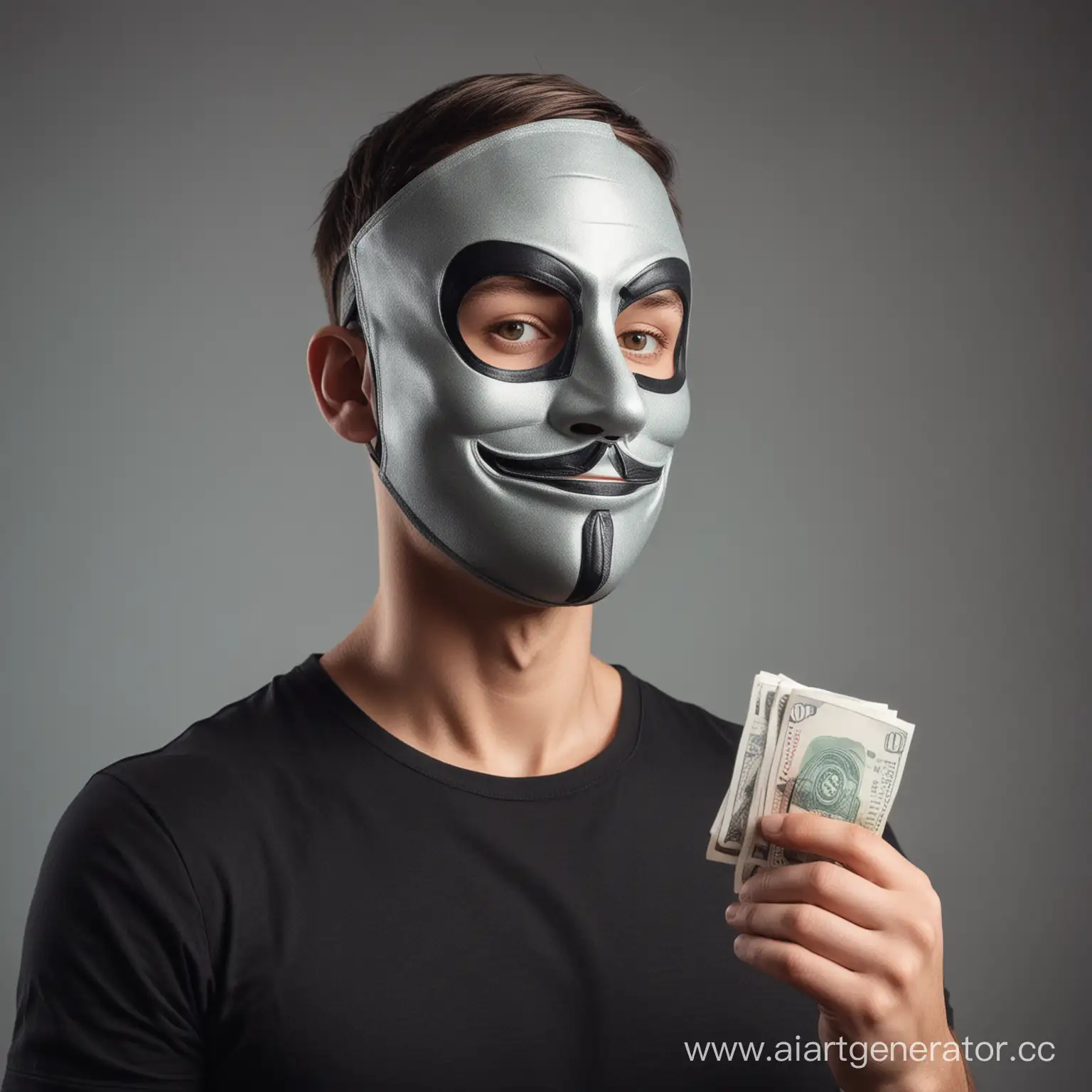 человек в маске рассказывает про заработок в приложении телеграм