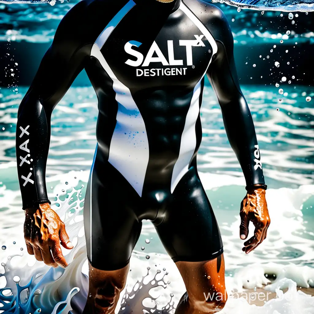 Salt-X detergent gel for washing swimsuits, neoprene clothing, wetsuits, gear, promoted by diver Guillaume Néry.