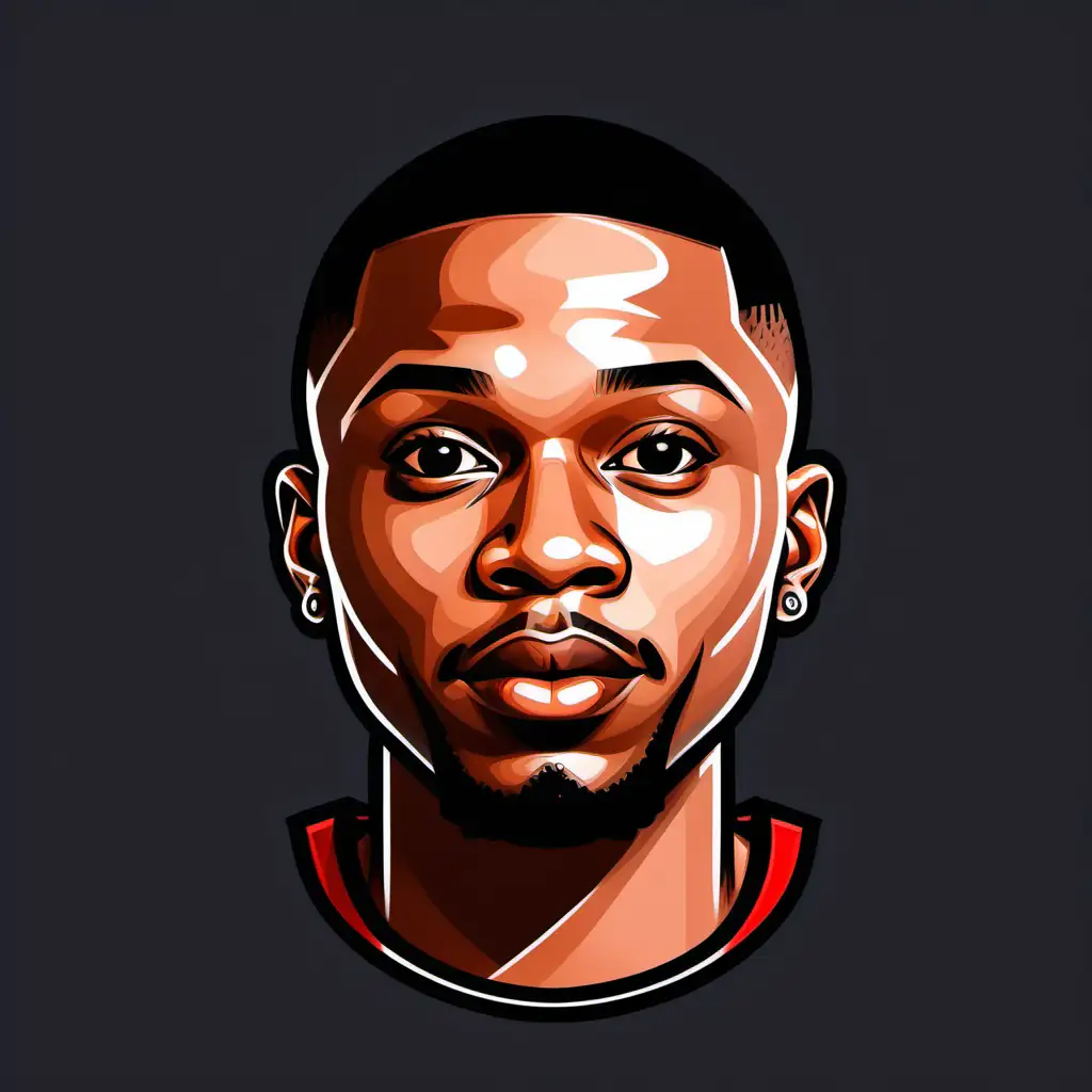 CartoonStyle Damian Lillard Icon with Transparent Background and Black Stroke
