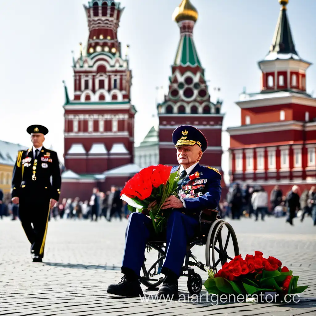 Ветеранам дарят цветы на Красной площади

