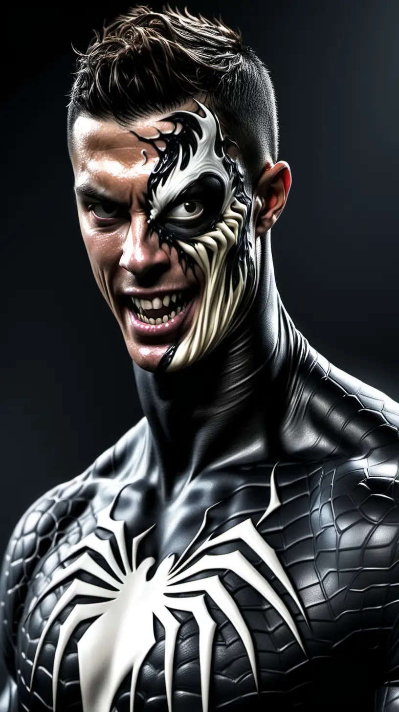 Half body Cristiano Ronaldo as Venom 