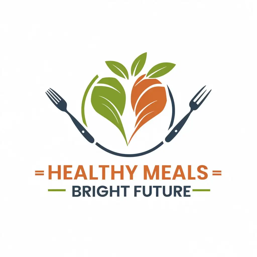 a logo design,with the text "Healthy Meals = Bright Future", main symbol:Vegetable, spoon and fork,Moderate,be used in Nonprofit industry,clear background