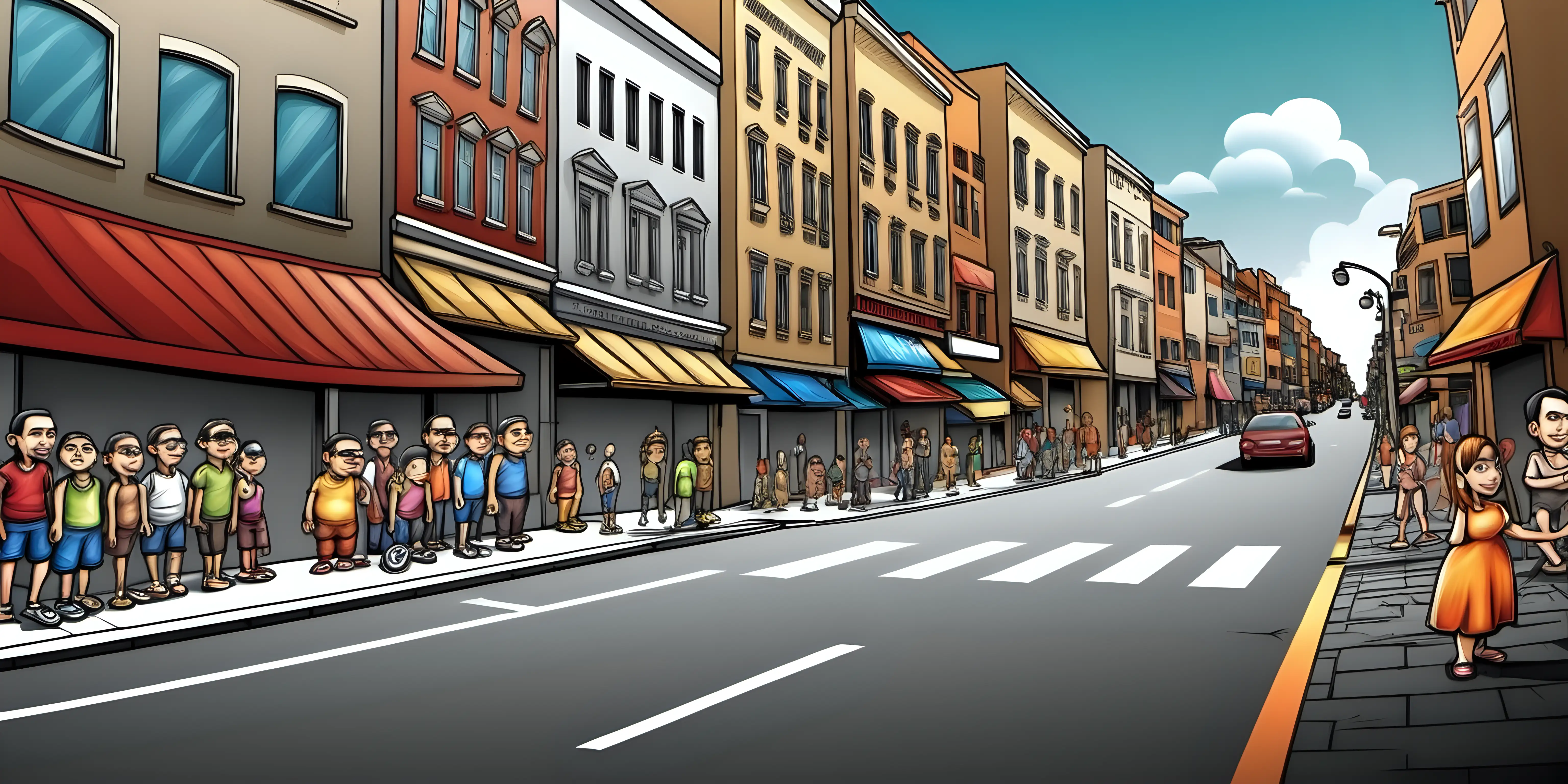 Vibrant Cartoon Street Scene