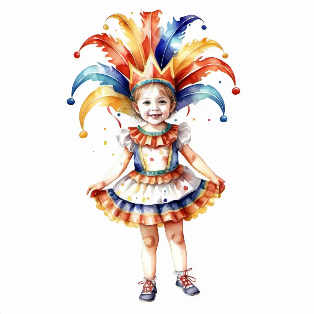 Vibrant Carnival Characters in Realistic Watercolor Illustration