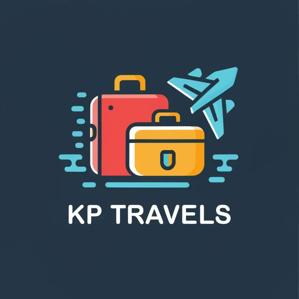 logo, AIRLINE AND BAGS, with the text "KP TRAVELS", typography, be used in Travel industry