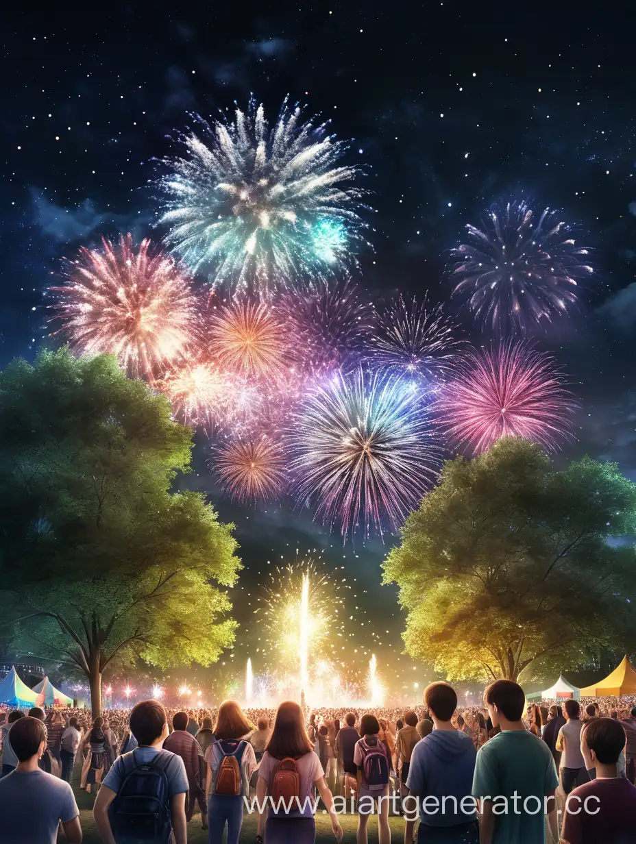 Night-Park-Celebration-with-Fireworks-Display