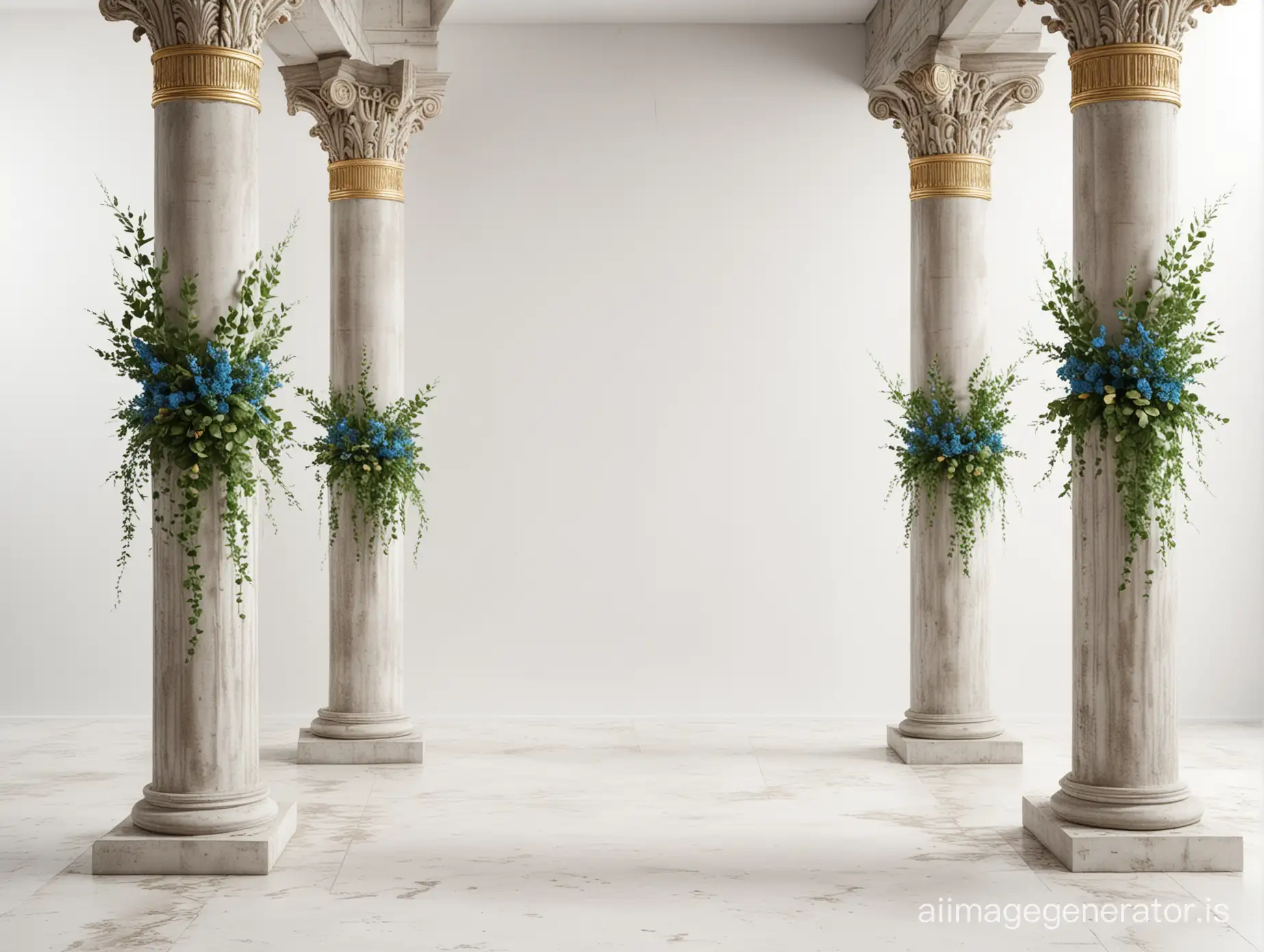 Ancient-Columns-Revival-with-Golden-Blue-Accents-and-Cypress-Greenery