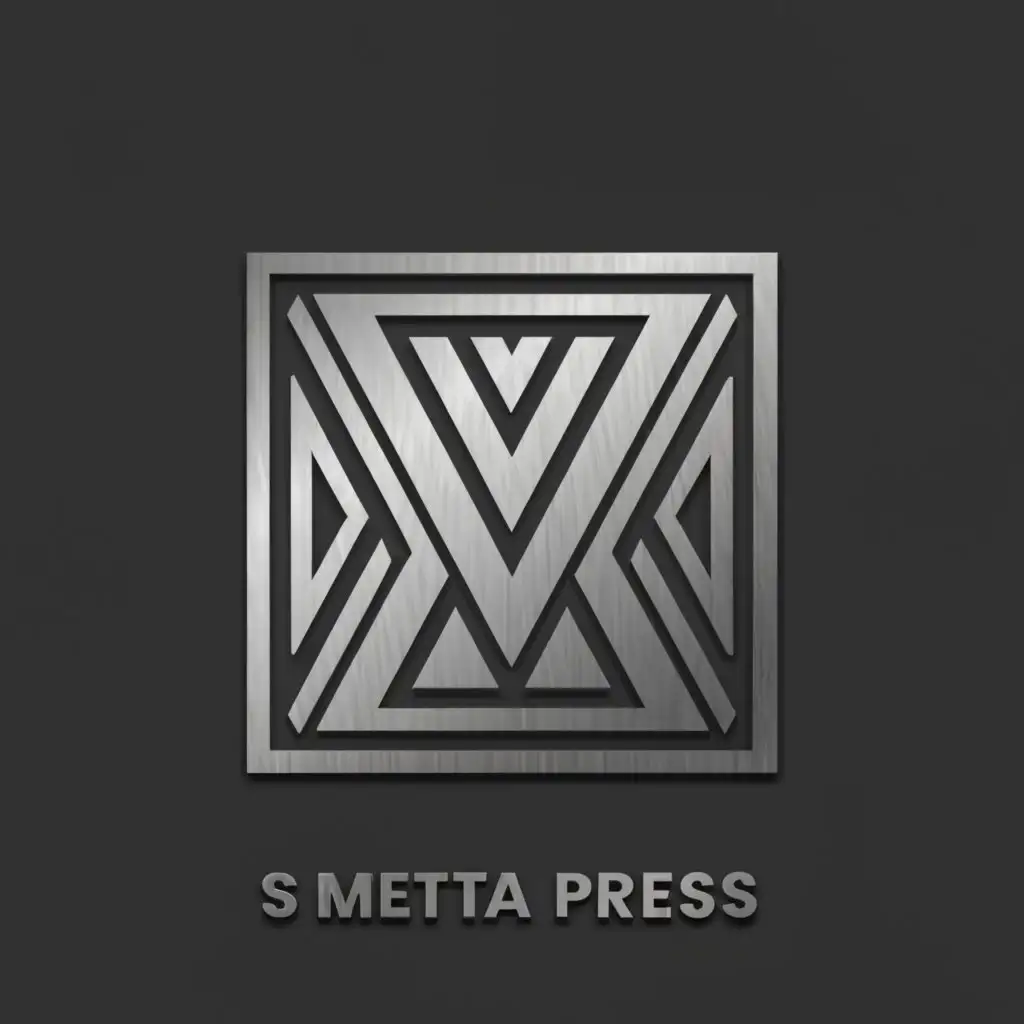 a logo design,with the text "M's Metal Press", main symbol:Stamped metal, metal, pressed, hammer,Moderate,clear background