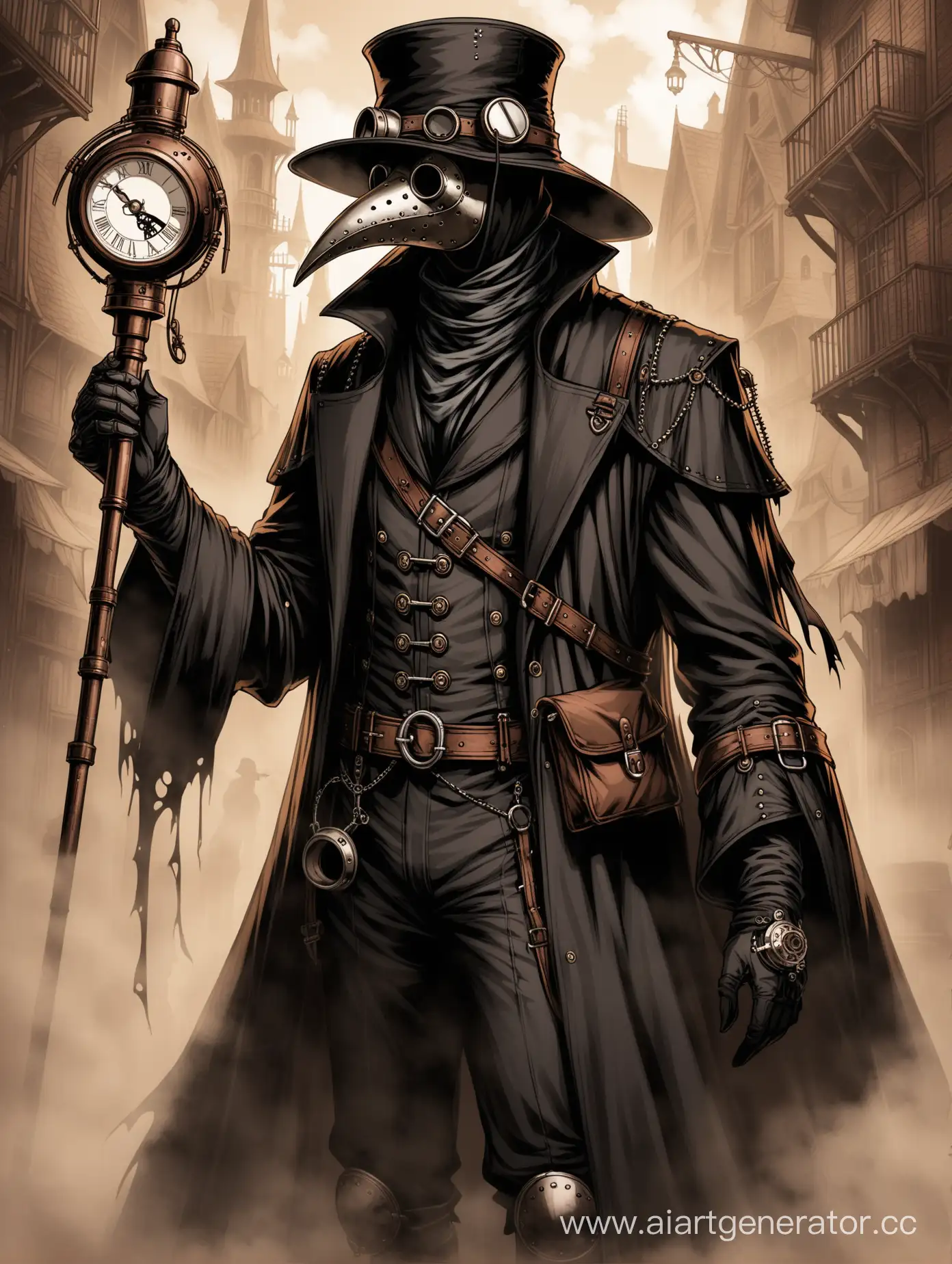 The man in the plague Doctor's outfit steampunk 