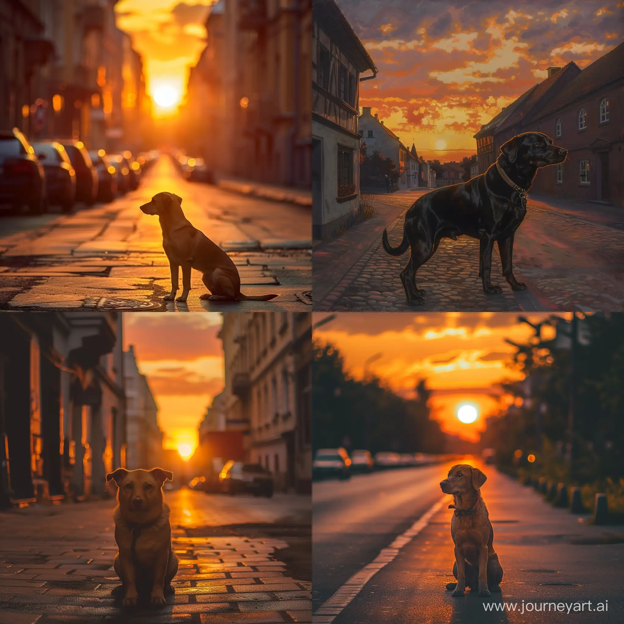 Urban-Dog-at-Sunset-Surrealistic-Street-Scene-in-the-Style-of-Zdzisaw-Beksiski