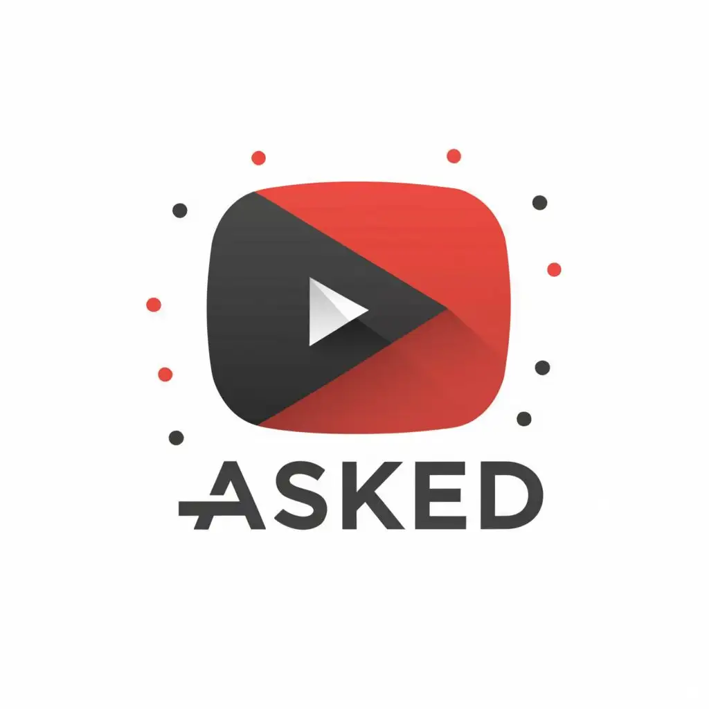 a logo design,with the text "Asked", main symbol:Logo youtube ,Moderate,clear background