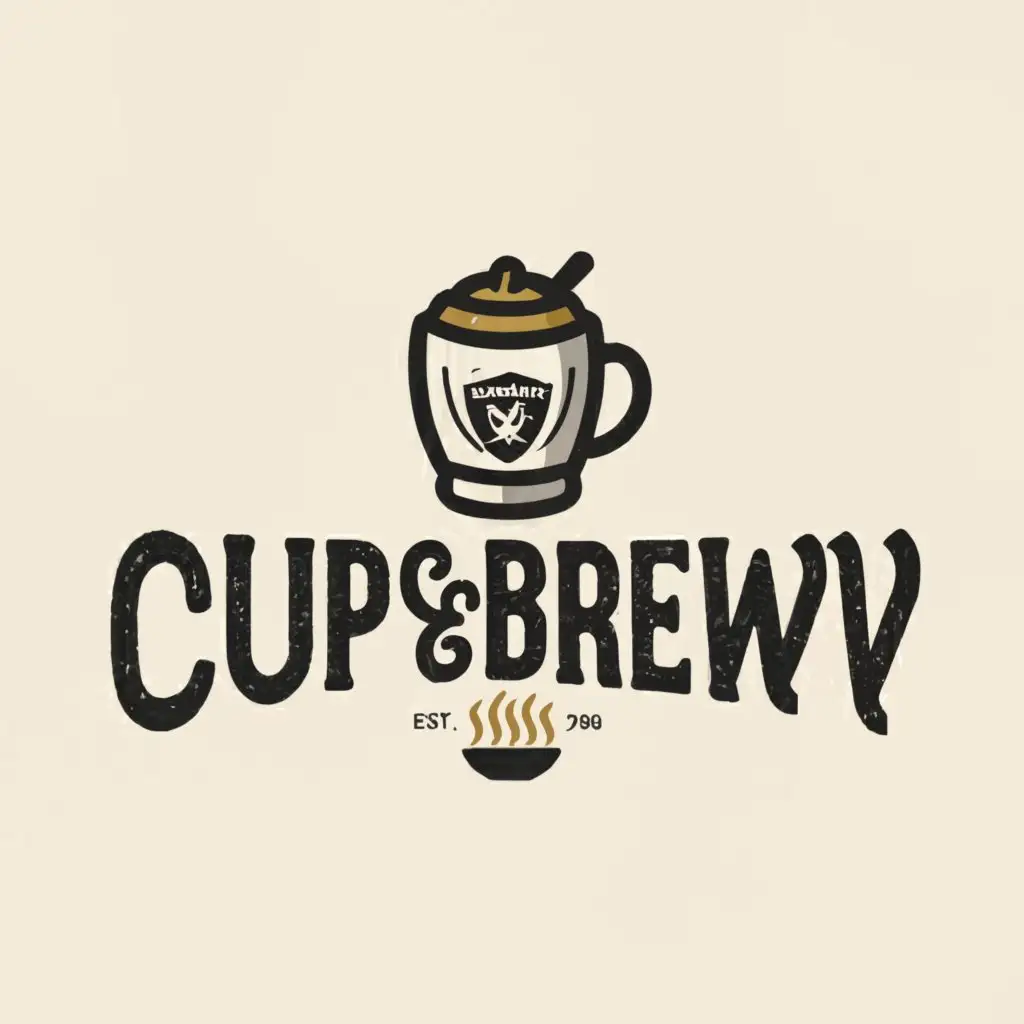 a logo design,with the text "CUP&BREW clearbackground", main symbol:Raiders font In colors,Moderate,clear background