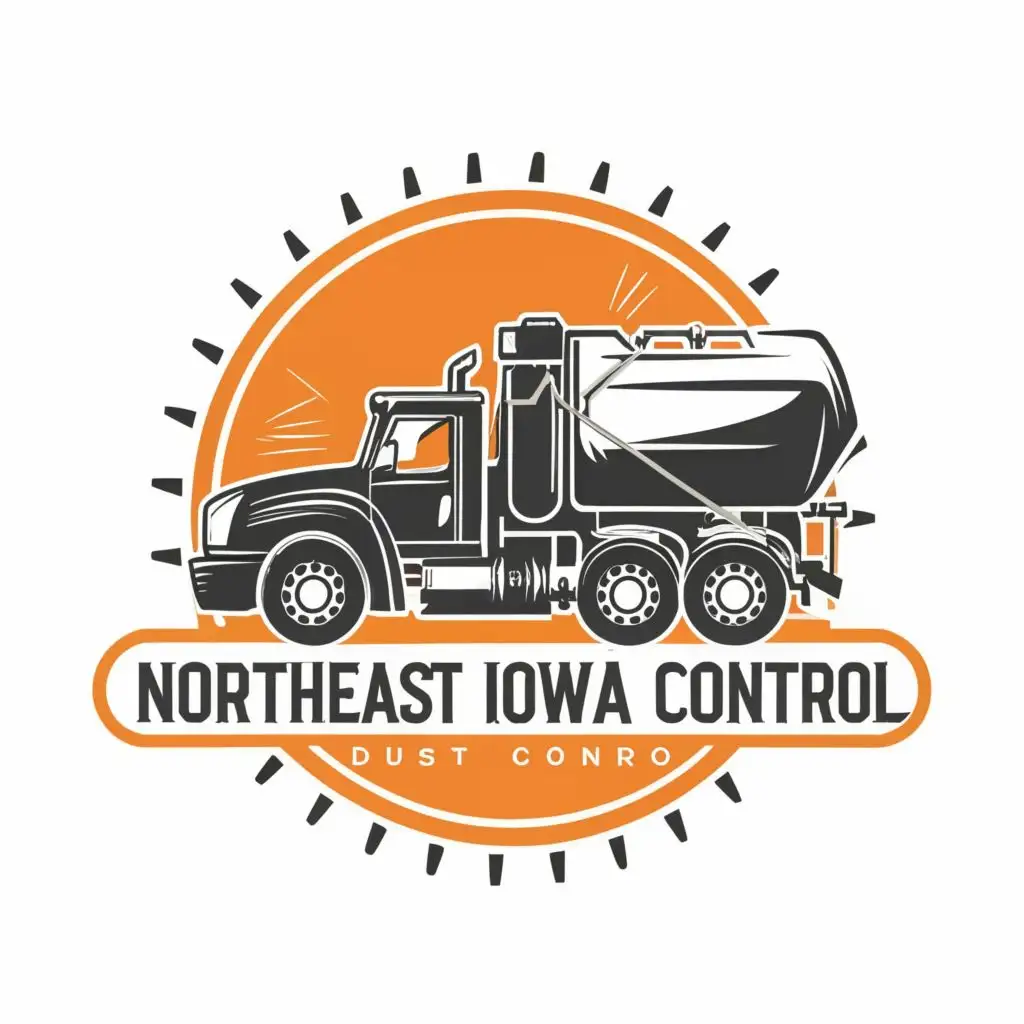 logo, Spray Truck, with the text "Northeast Iowa Dust Control", typography, be used in Construction industry