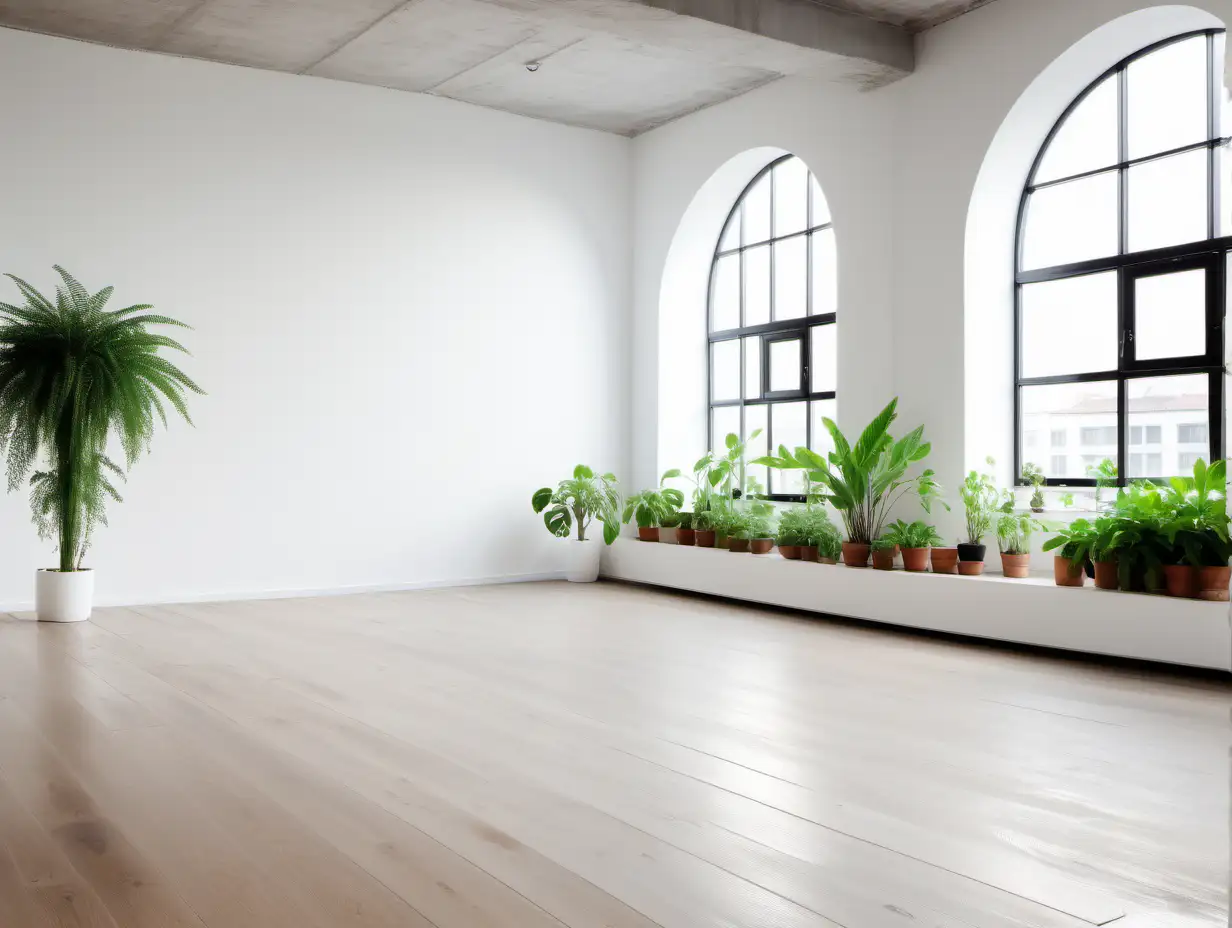 Modern Contemporary Loft with White Table and Plants