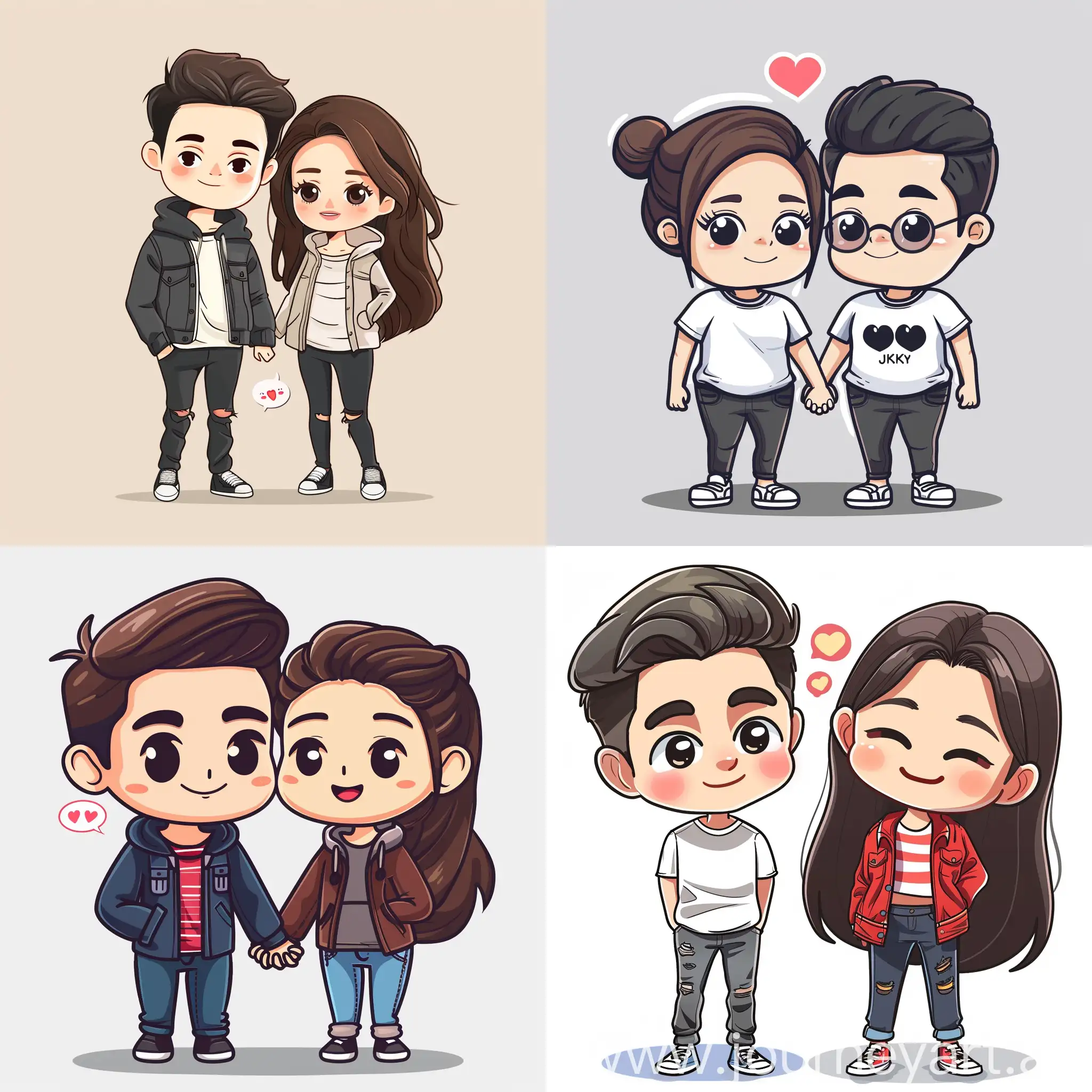 couple's interactive emoji,cute,cartoon,stickers,small,young,jacky chen