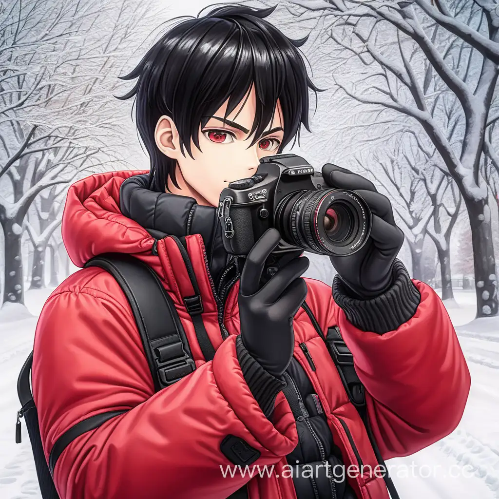 Winter-Anime-Photographer-in-Red-Jacket-with-Camera