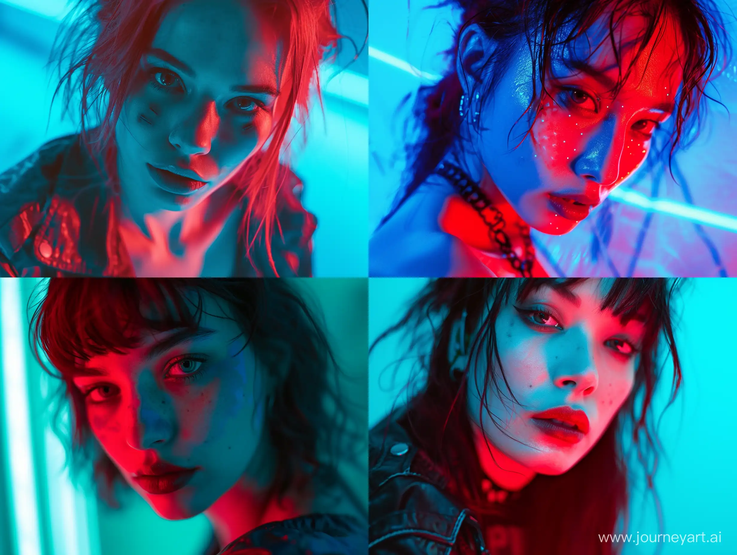 Cyberpunk-Women-in-Vibrant-Closeup-Documentary-Photography-with-Disposable-Camera-Aesthetic