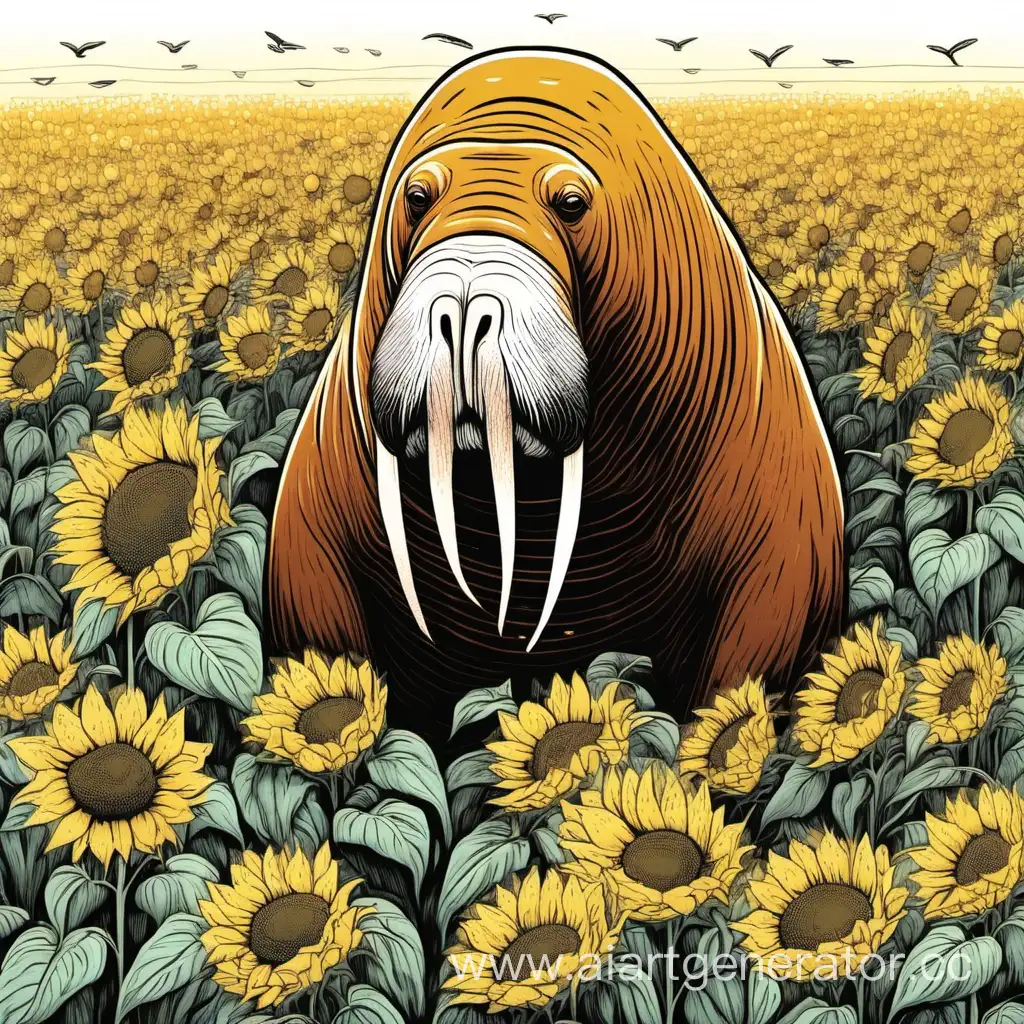 Majestic-Walrus-Bathed-in-Sunflower-Glow