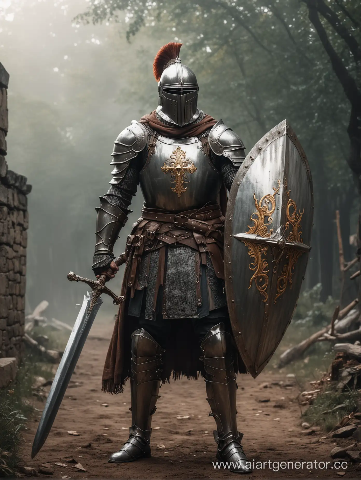 Medieval-Knight-in-Armor-with-Scimitar-and-Shield