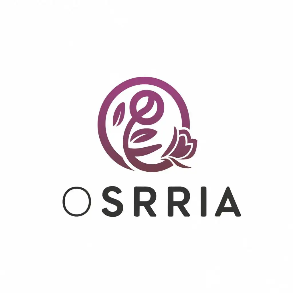 logo, simple and modern, 2024, symbol or pictorial that is connected of the letter O and letter S with a rose inside the O make it somewhat connected to Influencer marketing and Digital marketing, with the text "Osiria", typography, be used in Internet industry, purple