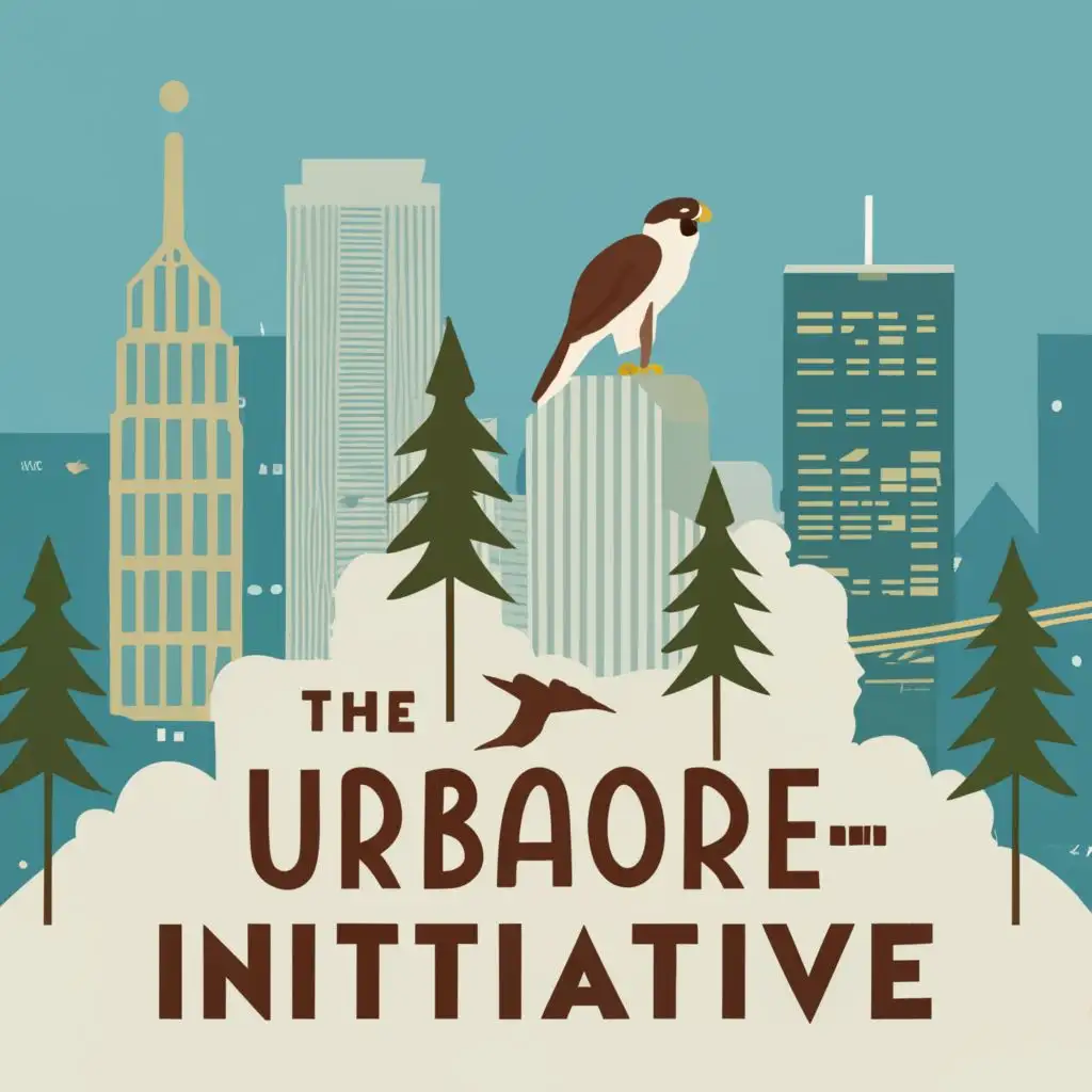 logo, coniferous trees, city skyline, peregrine falcon, with the text "The Urban-Woods Initiative", typography, be used in Nonprofit industry