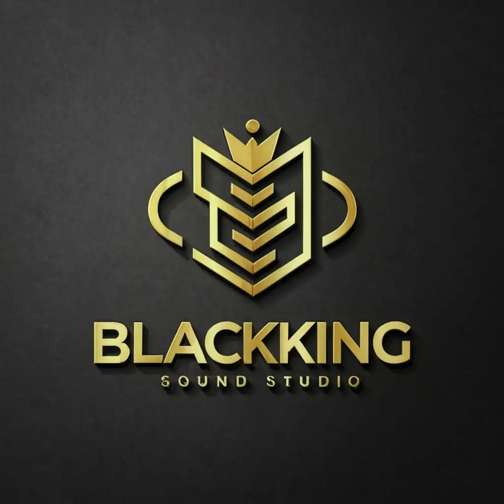 LOGO-Design-For-BlackKing-Studio-Sound-Luxurious-Golden-Crown-Emblem
