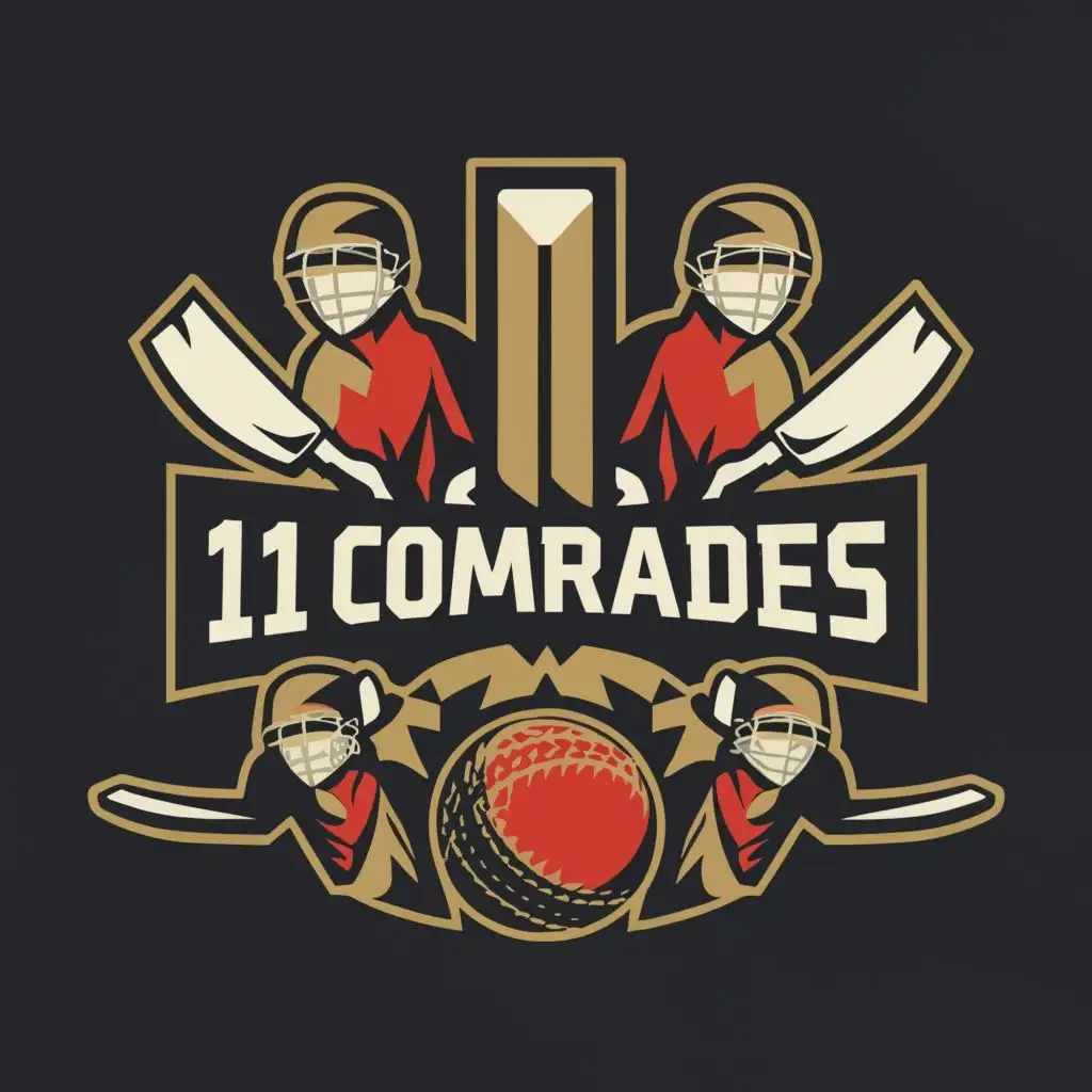 logo, Cricket, 11 members, with the text "11 Comrades", typography