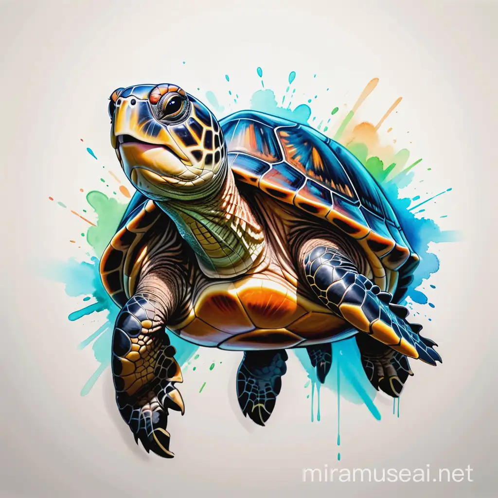 Smiling Turtle Portrait on Wall Striking Highlights and Ancient Colors