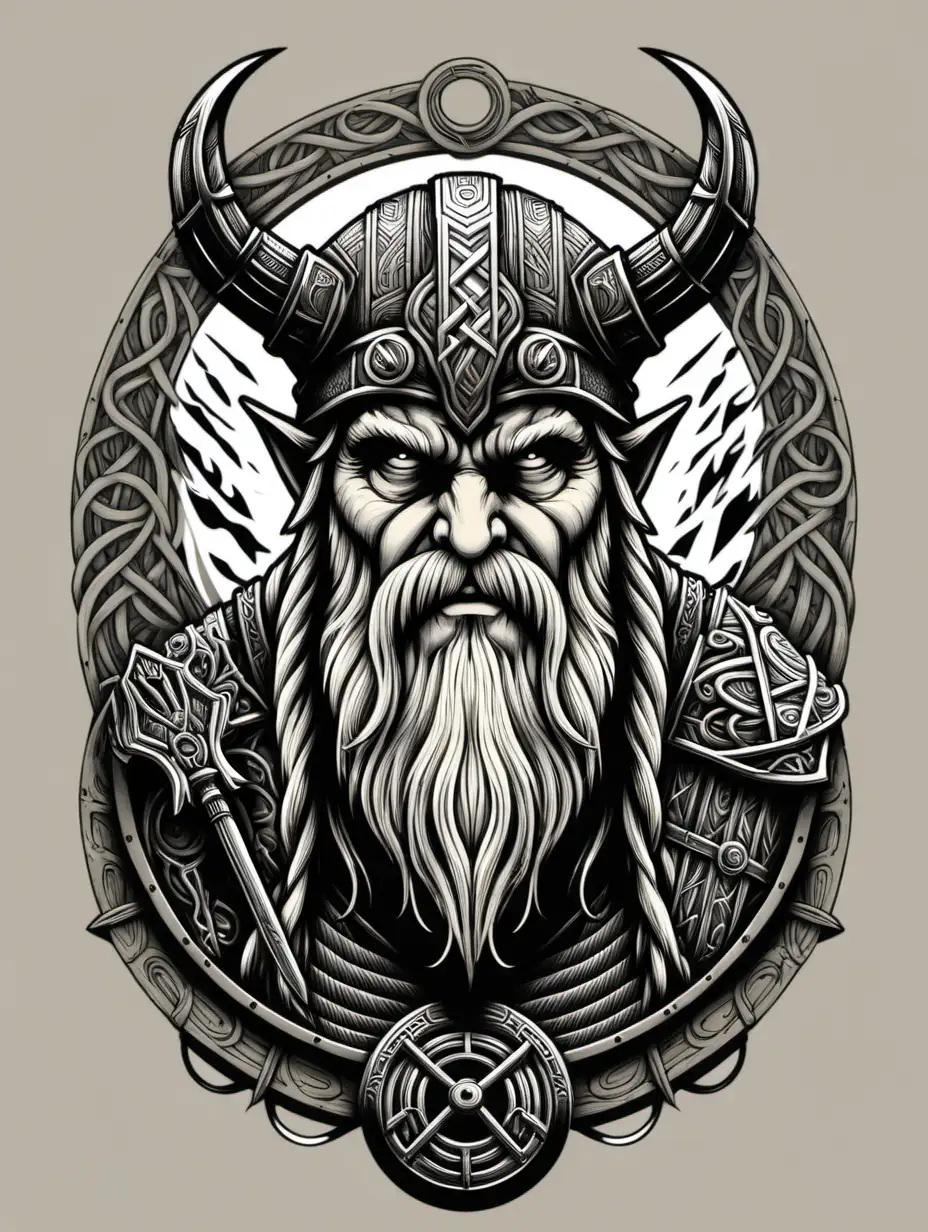 Mythical Odin TShirt Design Featuring Valhalla