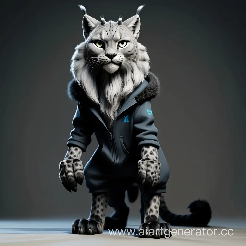 Elegant-Black-Lynx-Standing-Tall-in-Stylish-Attire