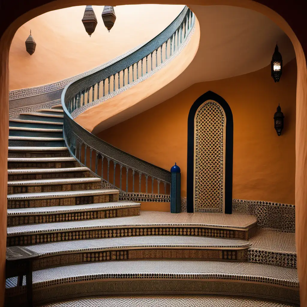 Elegant Moroccan Style Circular Staircase Design