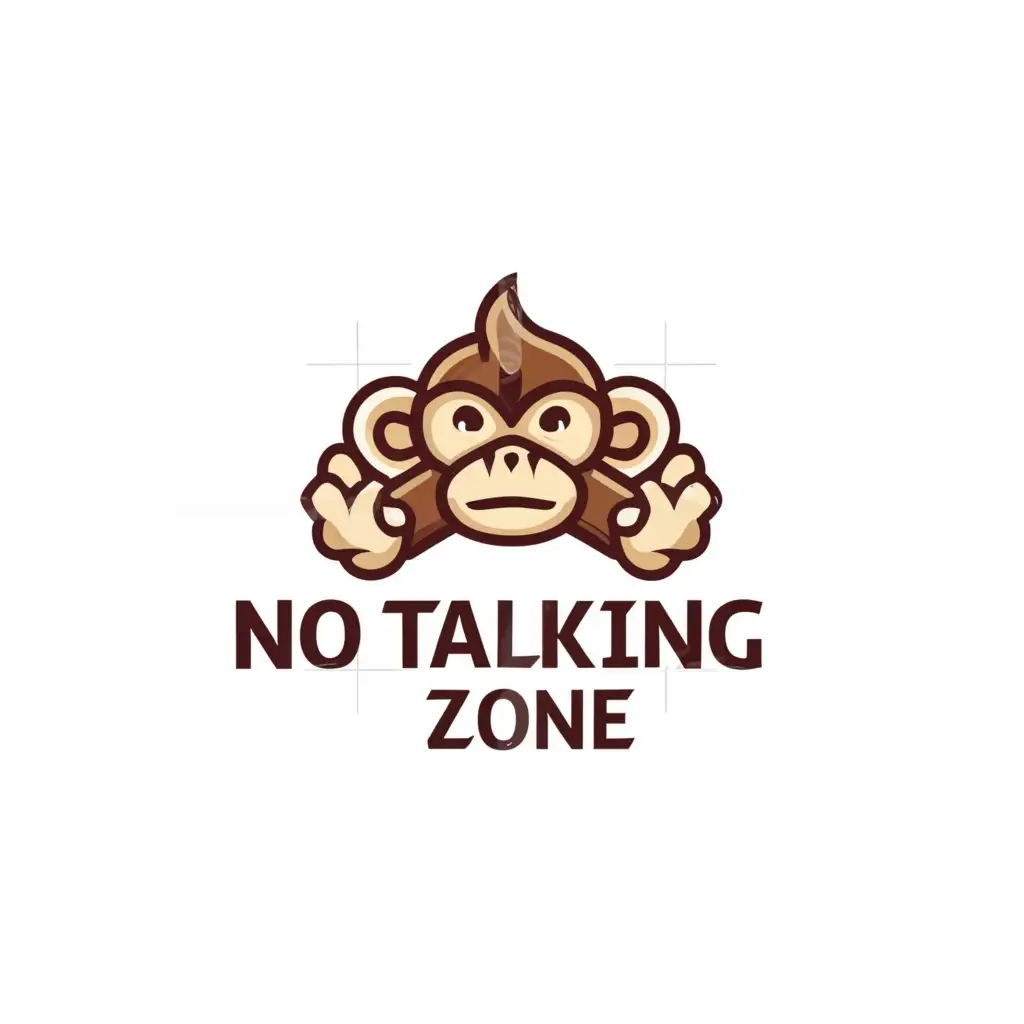 a logo design,with the text "NO TALKING ZONE", main symbol:MONKEY,Moderate,clear background