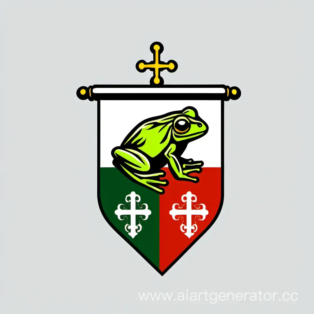 Minimalist-Frog-on-Medieval-Flag-Background