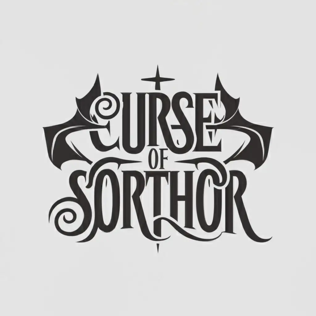 a logo design,with the text "Curse of Sorthor", main symbol:demon,Minimalistic,be used in Entertainment industry,clear background