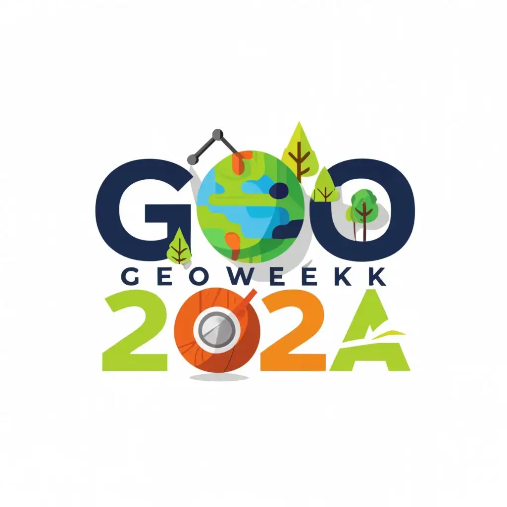 a logo design,with the text "GeoWeek 2024", main symbol:Planet Trees, satellite,Moderate,be used in Nonprofit industry,clear background