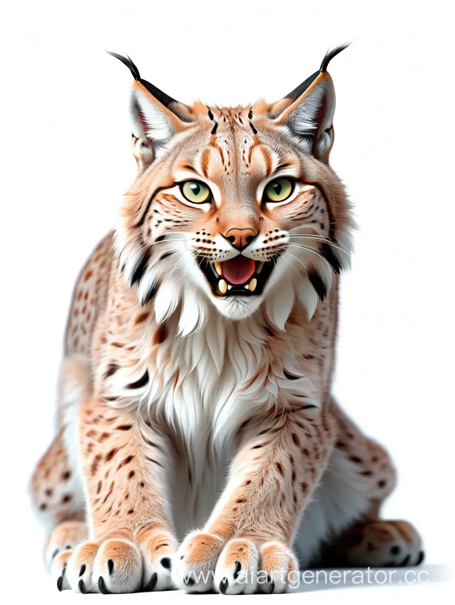 Playful-Lynx-on-White-Background-FullGrowth-Wildlife-Exploration