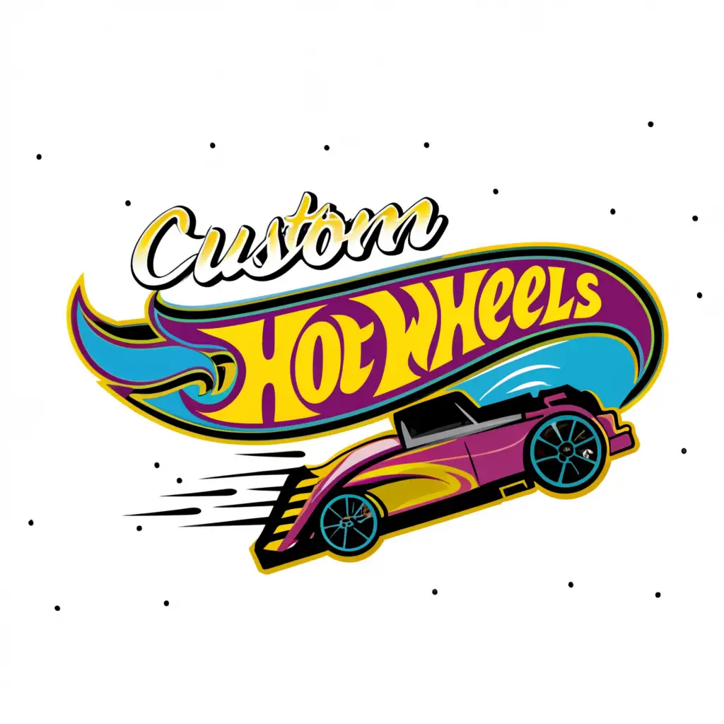 a logo design,with the text "Custom HotWheels", main symbol:car toys,Moderate,be used in Events industry,clear background