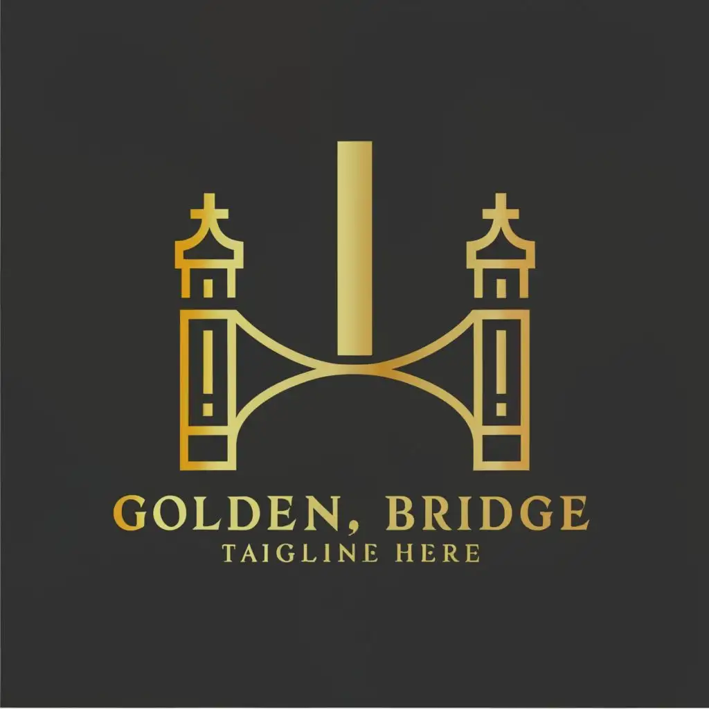 logo, golden Bridge, with the text "I", typography, be used in Real Estate industry